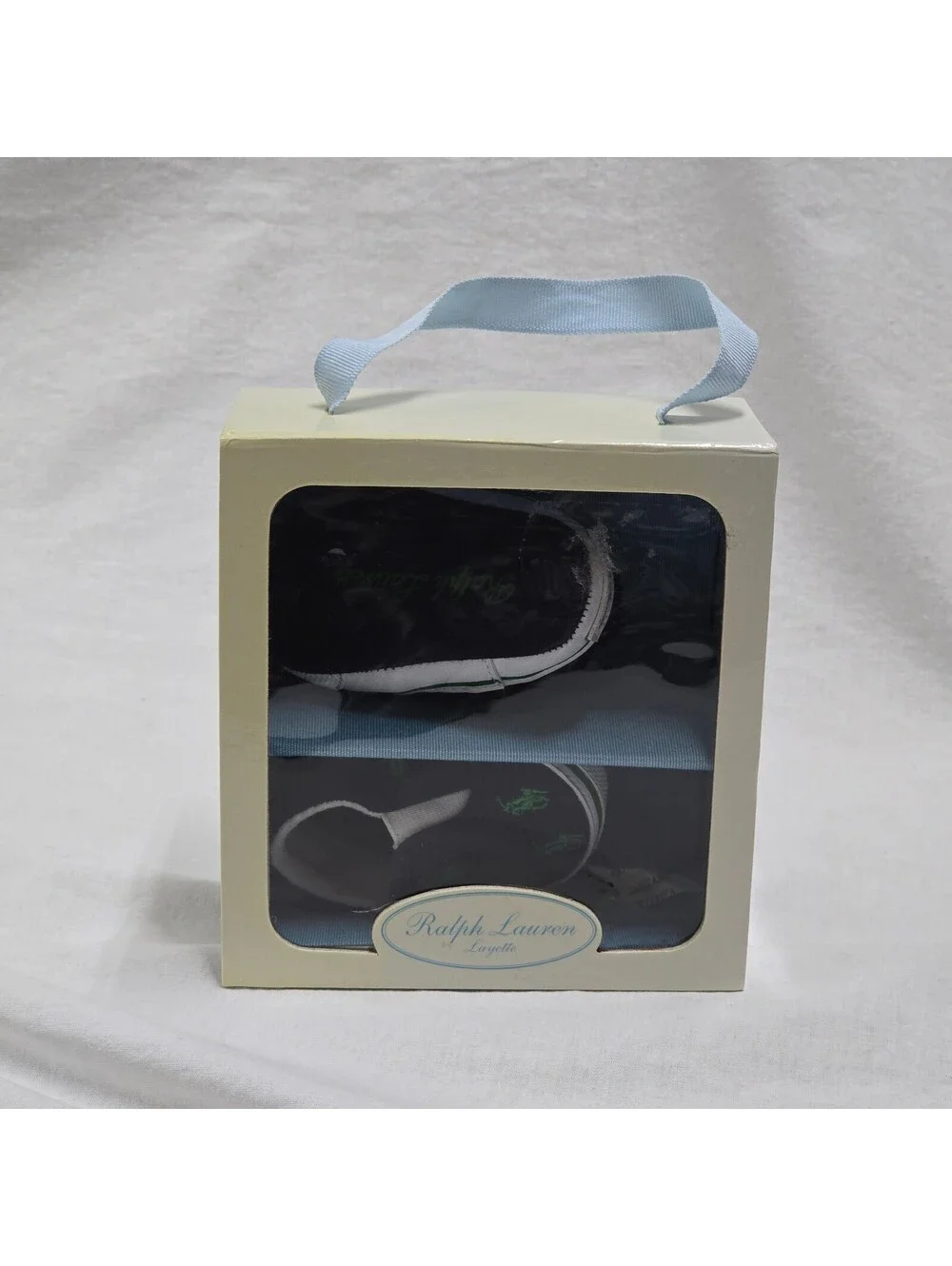 NIB Ralph Lauren Layette Baby Shoes Pony Allover Bal Harbour Newborn 0 Navy Blue